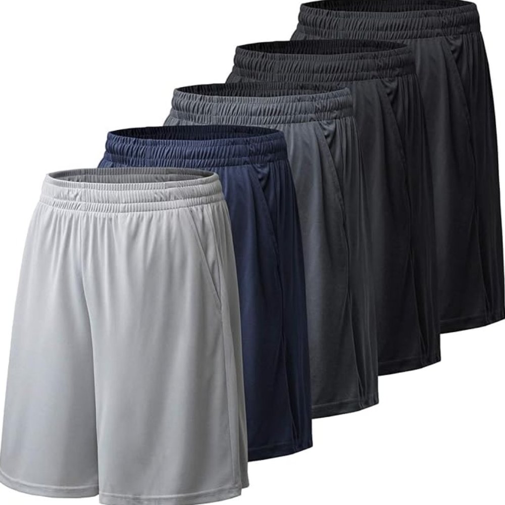 NEW 5 PACK Athletic Shorts for Men with Pockets Quick Dry Activewear - 5 Pack